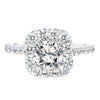 Artcarved Bridal Mounted with CZ Center Classic Halo Engagement Ring Frances 14K White Gold