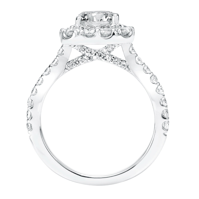 Artcarved Bridal Mounted with CZ Center Classic Halo Engagement Ring Frances 14K White Gold