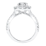 Artcarved Bridal Semi-Mounted with Side Stones Classic Halo Engagement Ring Frances 14K White Gold