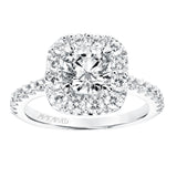 Artcarved Bridal Mounted with CZ Center Classic Halo Engagement Ring Frances 14K White Gold