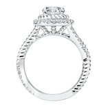 Artcarved Bridal Semi-Mounted with Side Stones Contemporary Rope Halo Engagement Ring Skyla 14K White Gold