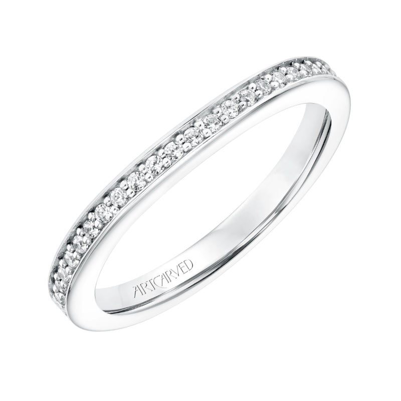 Artcarved Bridal Mounted with Side Stones Classic Solitaire Diamond Wedding Band Kathleen 14K White Gold