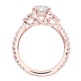 Artcarved Bridal Mounted with CZ Center Classic 3-Stone Engagement Ring Clio 14K Rose Gold