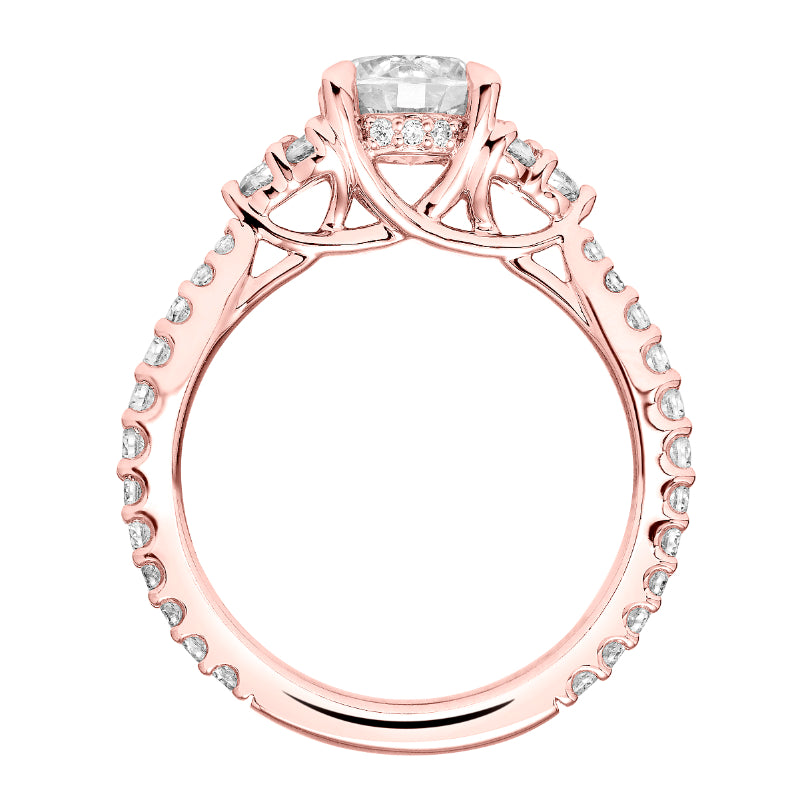 Artcarved Bridal Semi-Mounted with Side Stones Classic 3-Stone Engagement Ring Clio 14K Rose Gold