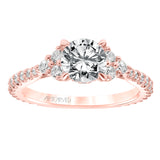 Artcarved Bridal Semi-Mounted with Side Stones Classic 3-Stone Engagement Ring Clio 14K Rose Gold