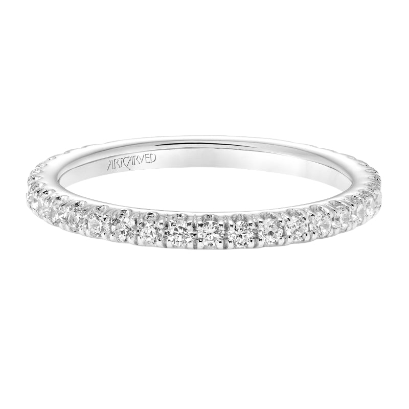 Artcarved Bridal Mounted with Side Stones Classic Diamond Wedding Band Adrienne 14K White Gold