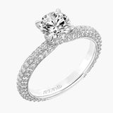 Artcarved Bridal Mounted with CZ Center Classic Pave Diamond Engagement Ring Helena 14K White Gold