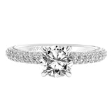 Artcarved Bridal Mounted with CZ Center Classic Pave Diamond Engagement Ring Helena 14K White Gold