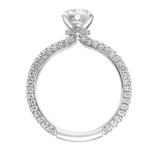 Artcarved Bridal Mounted with CZ Center Classic Pave Diamond Engagement Ring Helena 14K White Gold