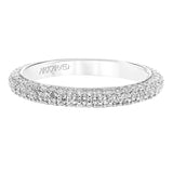 Artcarved Bridal Mounted with Side Stones Classic Pave Diamond Wedding Band Helena 14K White Gold