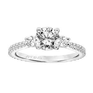 Artcarved Bridal Mounted with CZ Center Classic 3-Stone Engagement Ring Jill 14K White Gold