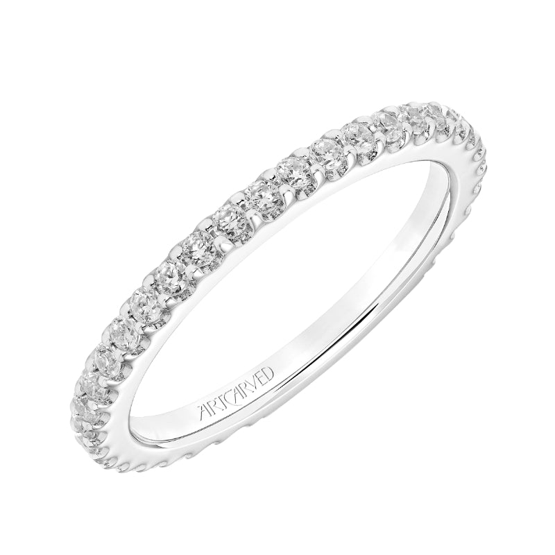 Artcarved Bridal Mounted with Side Stones Contemporary Rope Halo Diamond Wedding Band Kaydence 14K White Gold