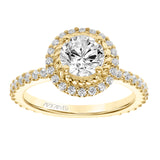 Artcarved Bridal Semi-Mounted with Side Stones Contemporary Rope Halo Engagement Ring Cara 14K Yellow Gold