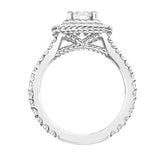 Artcarved Bridal Mounted with CZ Center Contemporary Rope Halo Engagement Ring Alexa 14K White Gold