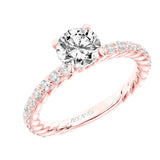 Artcarved Bridal Semi-Mounted with Side Stones Contemporary Rope Engagement Ring Wren 14K Rose Gold