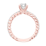 Artcarved Bridal Semi-Mounted with Side Stones Contemporary Rope Engagement Ring Wren 14K Rose Gold