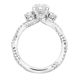 Artcarved Bridal Semi-Mounted with Side Stones Contemporary Twist 3-Stone Engagement Ring Danica 14K White Gold