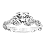 Artcarved Bridal Mounted with CZ Center Contemporary Twist 3-Stone Engagement Ring Danica 14K White Gold