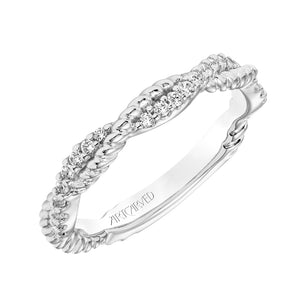 Artcarved Bridal Mounted with Side Stones Contemporary Twist 3-Stone Diamond Wedding Band Danica 14K White Gold