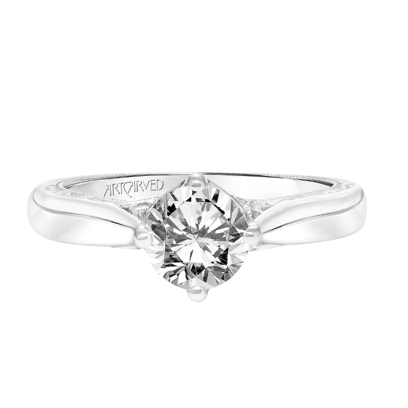 Artcarved Bridal Mounted with CZ Center Vintage Heritage Engagement Ring Gayla 14K White Gold