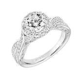 Artcarved Bridal Semi-Mounted with Side Stones Vintage Heritage Engagement Ring Lucinda 14K White Gold