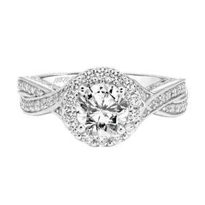 Artcarved Bridal Semi-Mounted with Side Stones Vintage Heritage Engagement Ring Lucinda 14K White Gold