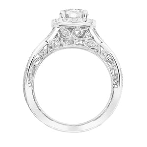 Artcarved Bridal Mounted with CZ Center Vintage Heritage Engagement Ring Lucinda 14K White Gold