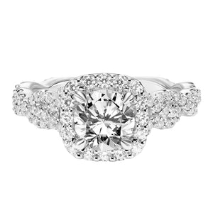 Artcarved Bridal Mounted with CZ Center Contemporary Twist Halo Engagement Ring Everly 14K White Gold