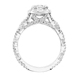 Artcarved Bridal Mounted with CZ Center Contemporary Twist Halo Engagement Ring Everly 14K White Gold