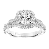 Artcarved Bridal Mounted with CZ Center Contemporary Twist Halo Engagement Ring Everly 14K White Gold