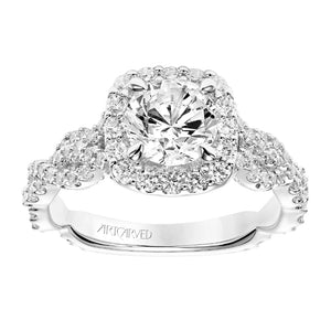 Artcarved Bridal Mounted with CZ Center Contemporary Twist Halo Engagement Ring Everly 14K White Gold