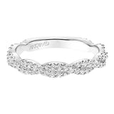 Artcarved Bridal Mounted with Side Stones Contemporary Twist Halo Diamond Wedding Band Everly 14K White Gold