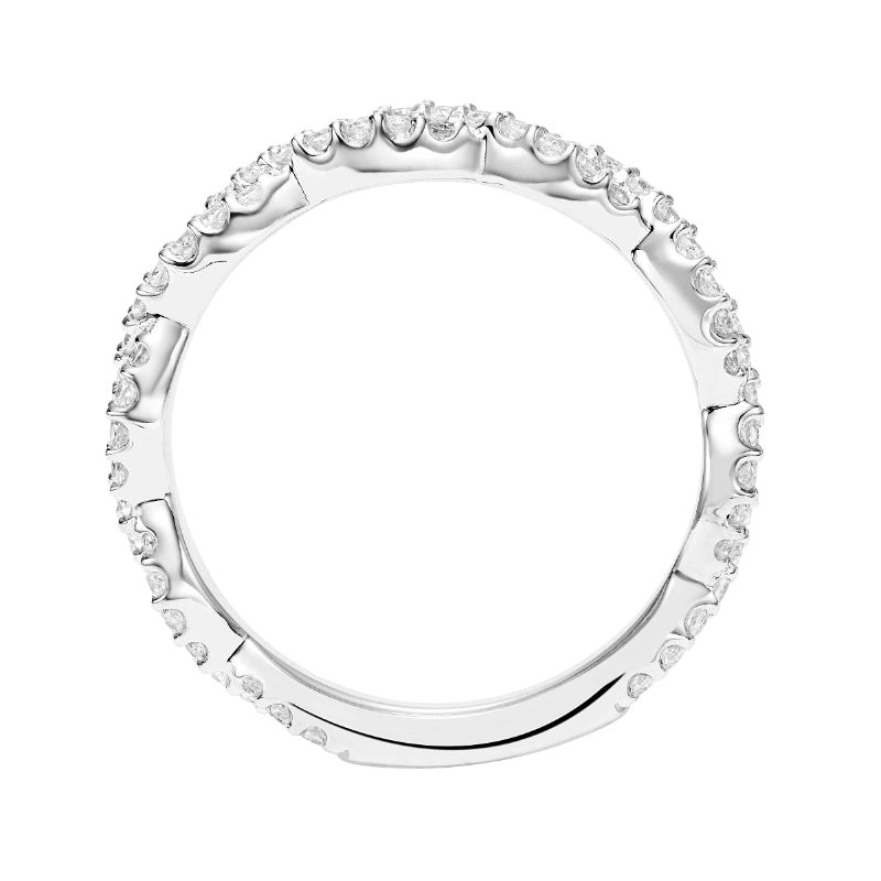 Artcarved Bridal Mounted with Side Stones Contemporary Twist Halo Diamond Wedding Band Everly 14K White Gold