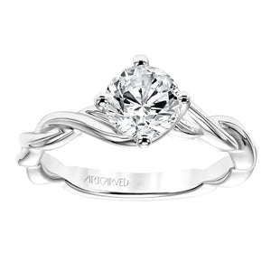 Artcarved Bridal Mounted with CZ Center Contemporary Twist Solitaire Engagement Ring Kassidy 14K White Gold