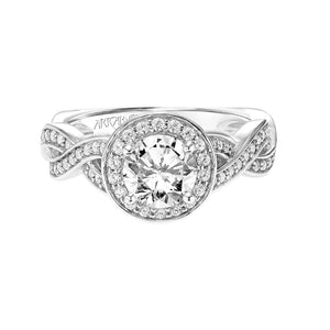 Artcarved Bridal Mounted with CZ Center Contemporary Twist Halo Engagement Ring Lyra 14K White Gold