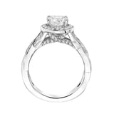 Artcarved Bridal Semi-Mounted with Side Stones Contemporary Twist Halo Engagement Ring Lyra 14K White Gold