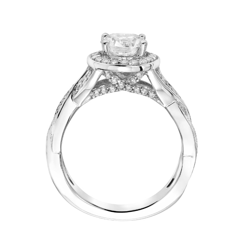 Artcarved Bridal Mounted with CZ Center Contemporary Twist Halo Engagement Ring Lyra 14K White Gold