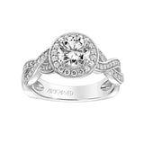 Artcarved Bridal Mounted with CZ Center Contemporary Twist Halo Engagement Ring Lyra 14K White Gold