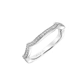 Artcarved Bridal Mounted with Side Stones Contemporary Twist Halo Diamond Wedding Band Lyra 14K White Gold