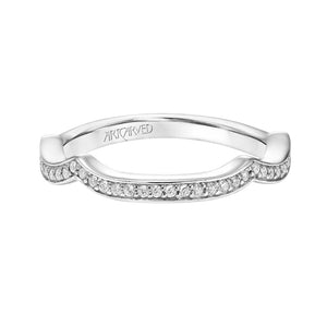 Artcarved Bridal Mounted with Side Stones Contemporary Twist Halo Diamond Wedding Band Lyra 14K White Gold