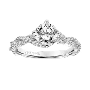 Artcarved Bridal Mounted with CZ Center Contemporary Twist Diamond Engagement Ring Becca 14K White Gold