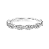 Artcarved Bridal Mounted with Side Stones Contemporary Twist Diamond Wedding Band Becca 14K White Gold