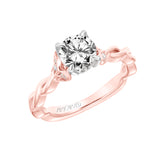 Artcarved Bridal Mounted with CZ Center Contemporary Floral Solitaire Engagement Ring Cherie 14K Rose Gold