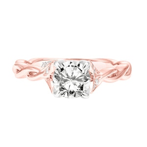 Artcarved Bridal Mounted with CZ Center Contemporary Floral Solitaire Engagement Ring Cherie 14K Rose Gold