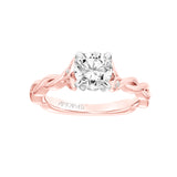 Artcarved Bridal Semi-Mounted with Side Stones Contemporary Floral Solitaire Engagement Ring Cherie 18K Rose Gold