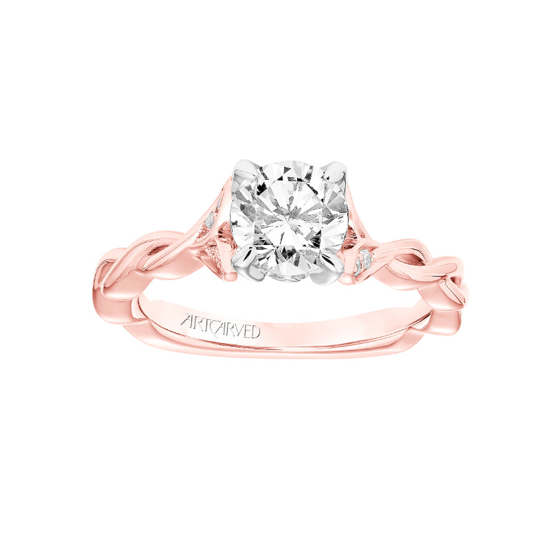 Artcarved Bridal Mounted with CZ Center Contemporary Floral Solitaire Engagement Ring Cherie 18K Rose Gold