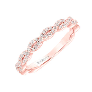 Artcarved Bridal Mounted with Side Stones Contemporary Floral Twist Diamond Wedding Band Cherie 18K Rose Gold