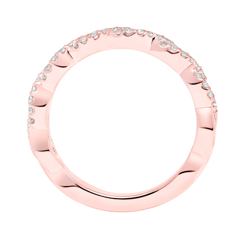 Artcarved Bridal Mounted with Side Stones Contemporary Floral Twist Diamond Wedding Band Cherie 14K Rose Gold