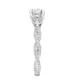 Artcarved Bridal Semi-Mounted with Side Stones Contemporary Floral Engagement Ring Freesia 18K White Gold