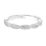 Artcarved Bridal Mounted with Side Stones Contemporary Floral Twist Diamond Wedding Band Freesia 14K White Gold